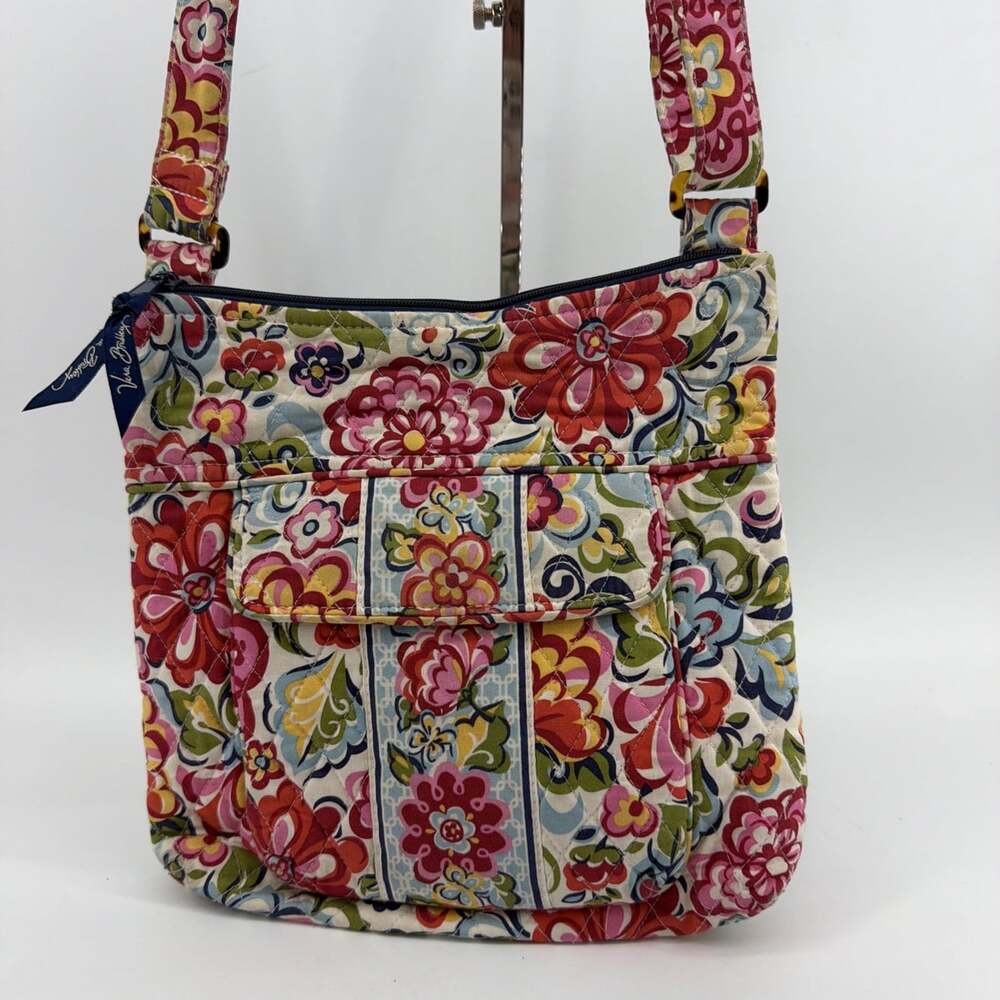 Vera Bradley Hipster Hope Garden Floral Crossbody Bag with Zipper Pockets Boho